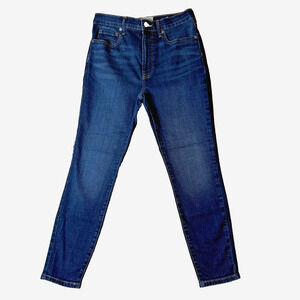 Everlane The High Rise Skinny Jeans Dark Blue Denim Wash Whiskering 29 Ankle